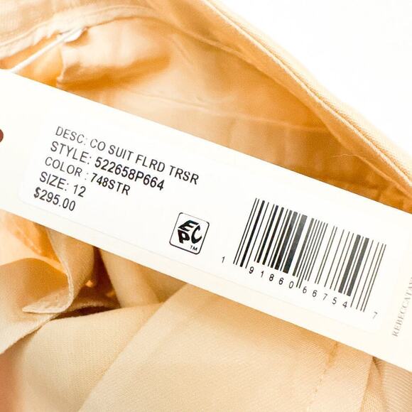 Rebecca Taylor Pleated Flared Suit Trouser Pant Cream/Wheat Size 12 $295 NWT - Picture 7 of 12